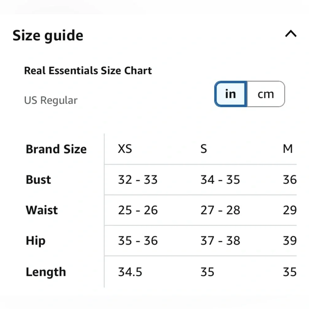 Essentials Size Guide Chart - Picture 4 of 6
